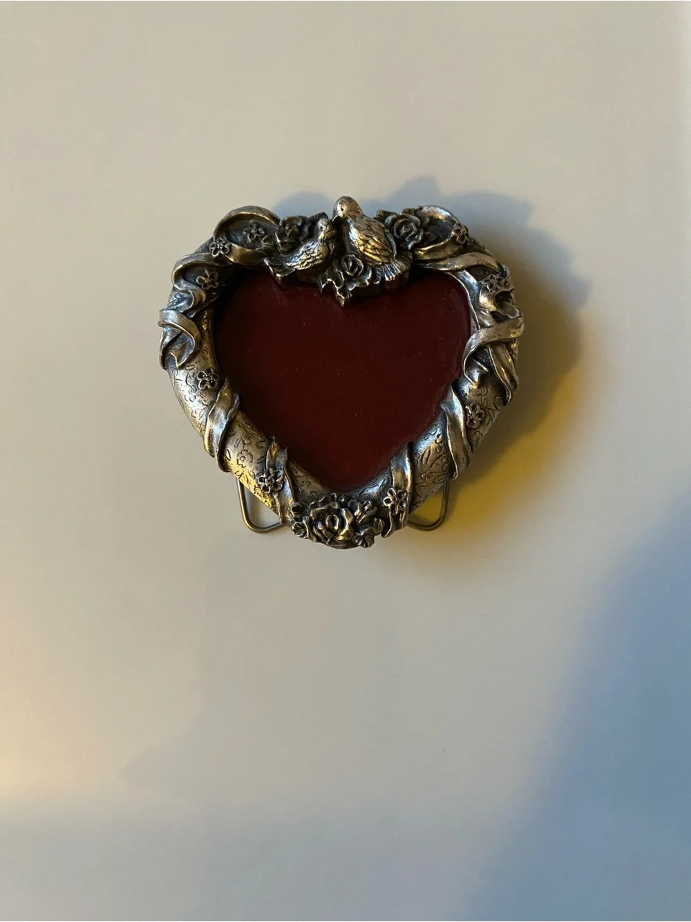 Heart-Shaped Decorative Photo Frame in Silver with Red Insert